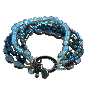 Silpada “Hailstone” Silver and Black Multi-Strand Bracelet